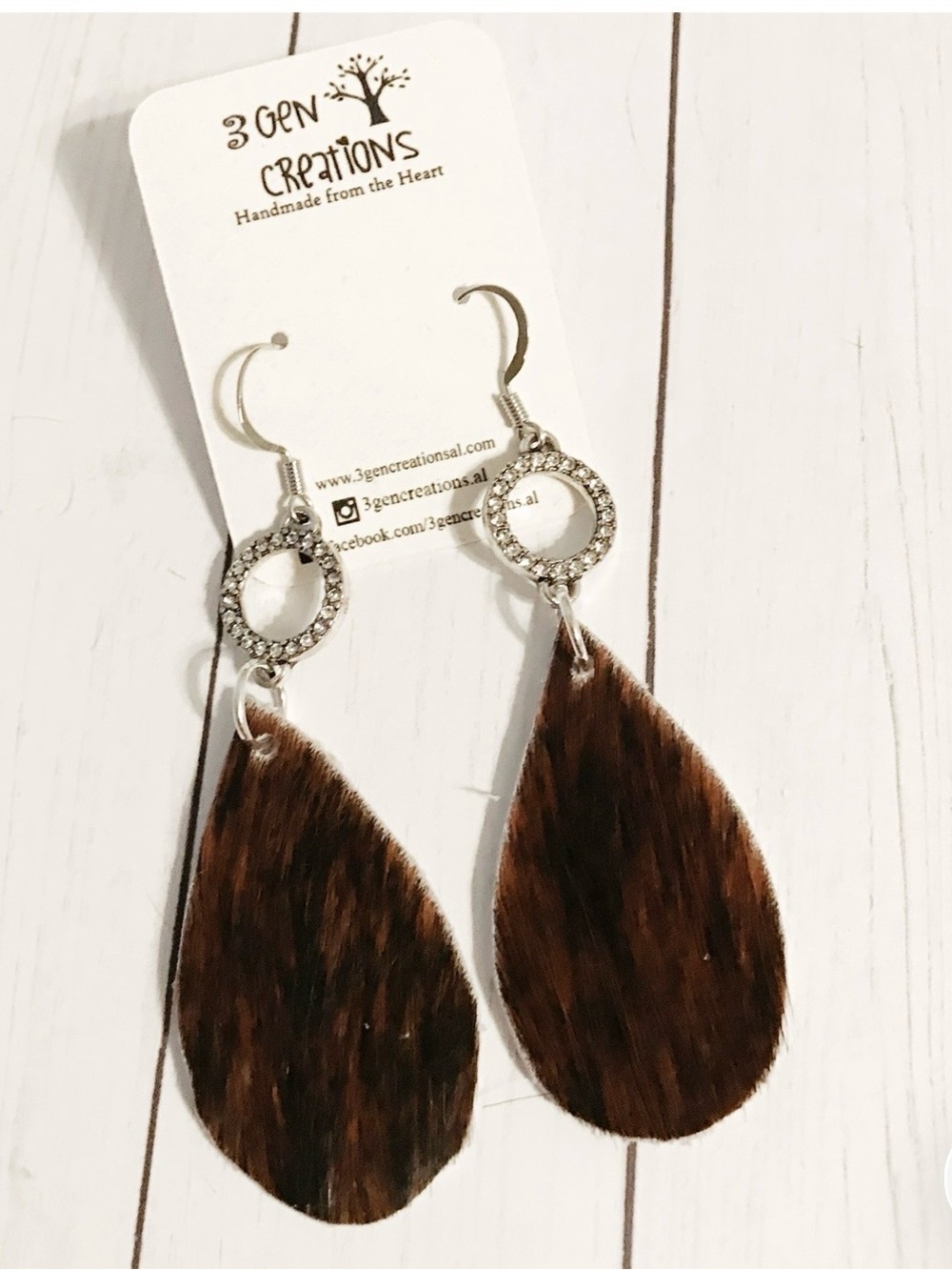 Brown Teardrop Fur Dangle Earrings